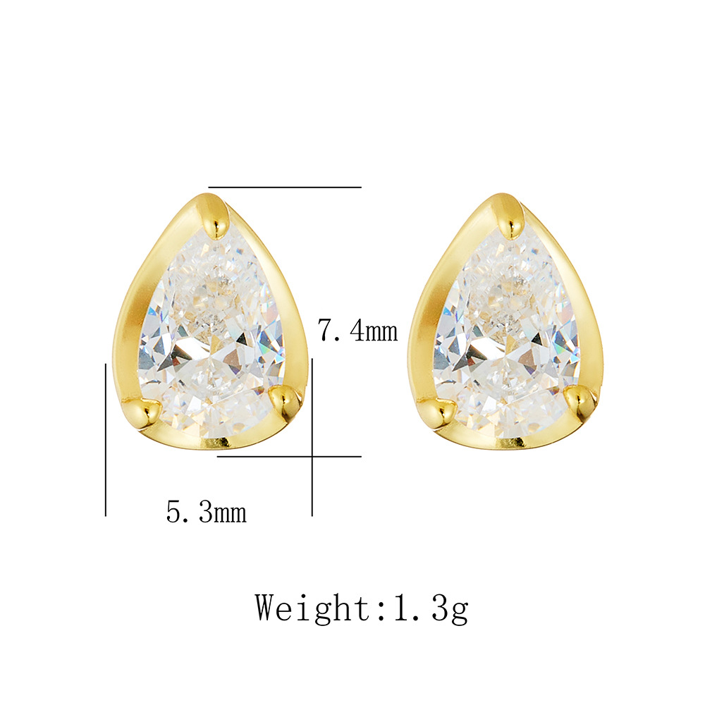 Exclusively for European and American style, new teardrop zircon stud earrings, 925 sterling silver, luxurious and versatile earrings.