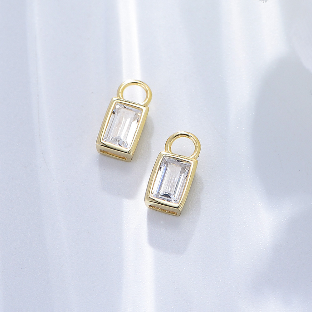 925 Sterling Silver Geometric Square Zirconia Earrings, Small and Unique, European and American Style, Elegant Women's Earrings