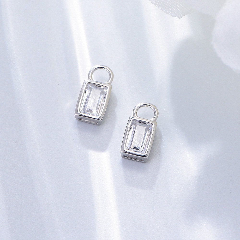 925 Sterling Silver Geometric Square Zirconia Earrings, Small and Unique, European and American Style, Elegant Women's Earrings