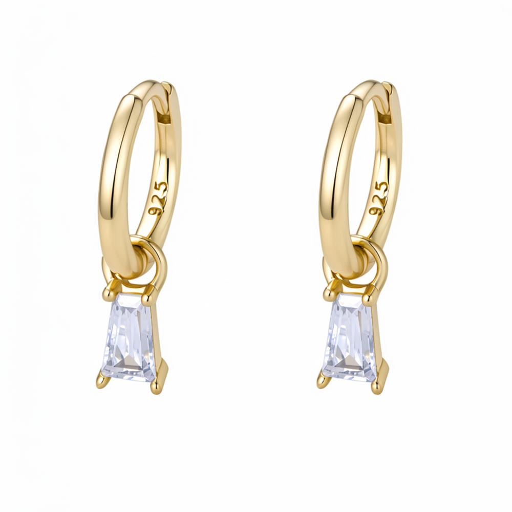 Simple geometric square zircon earrings, S925 sterling silver, European and American style, small and exquisite diamond-encrusted earrings.