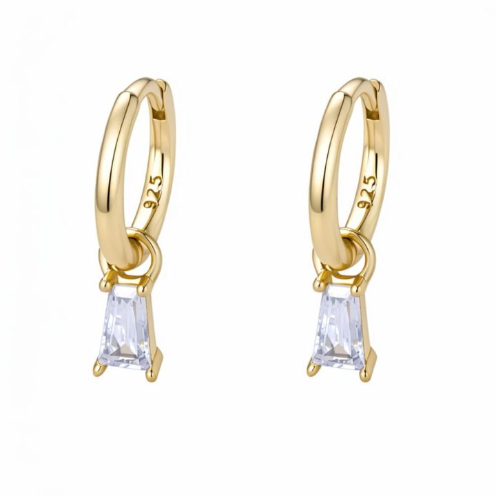 Simple geometric square zircon earrings, S925 sterling silver, European and American style, small and exquisite diamond-encrusted earrings.