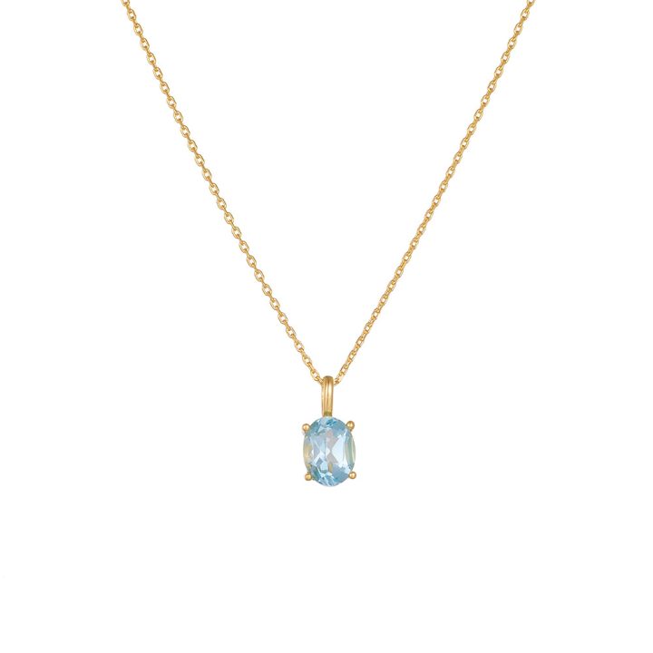 Sky Blue Topaz Sterling Silver Necklace for Women, Simple and Versatile, Unique Design, Light Luxury Natural Stone Clavicle Chain