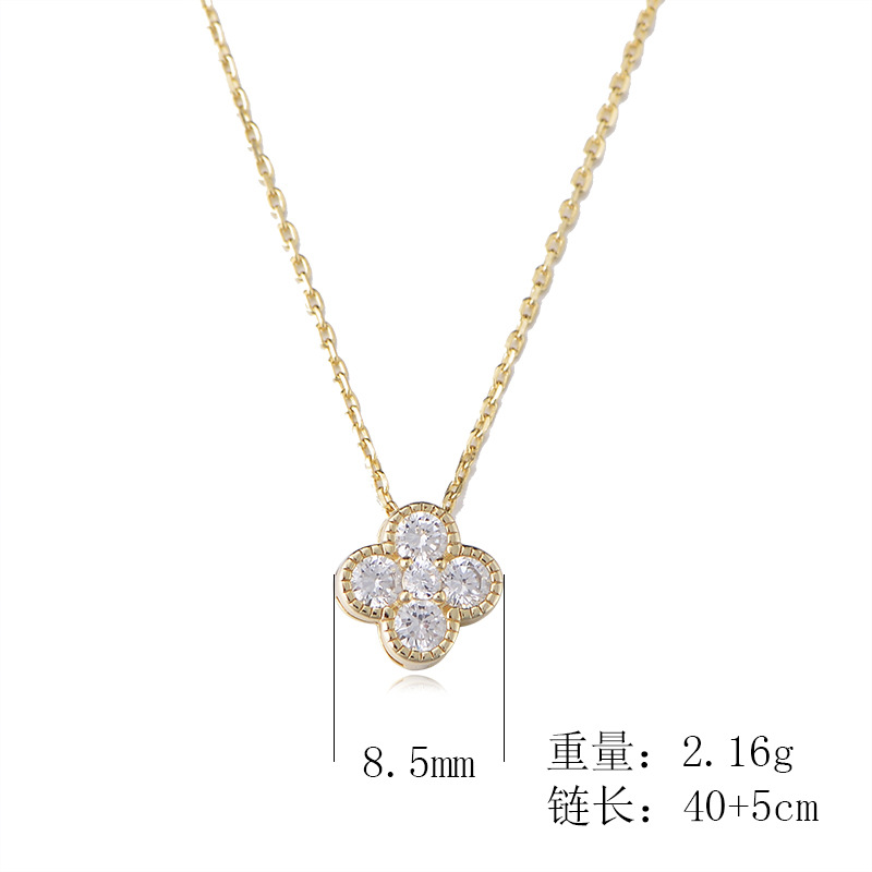 S925 Sterling Silver Diamond Necklace for Women: A luxurious design with a touch of elegance, featuring a versatile four-leaf clover motif and a fresh, youthful feel.