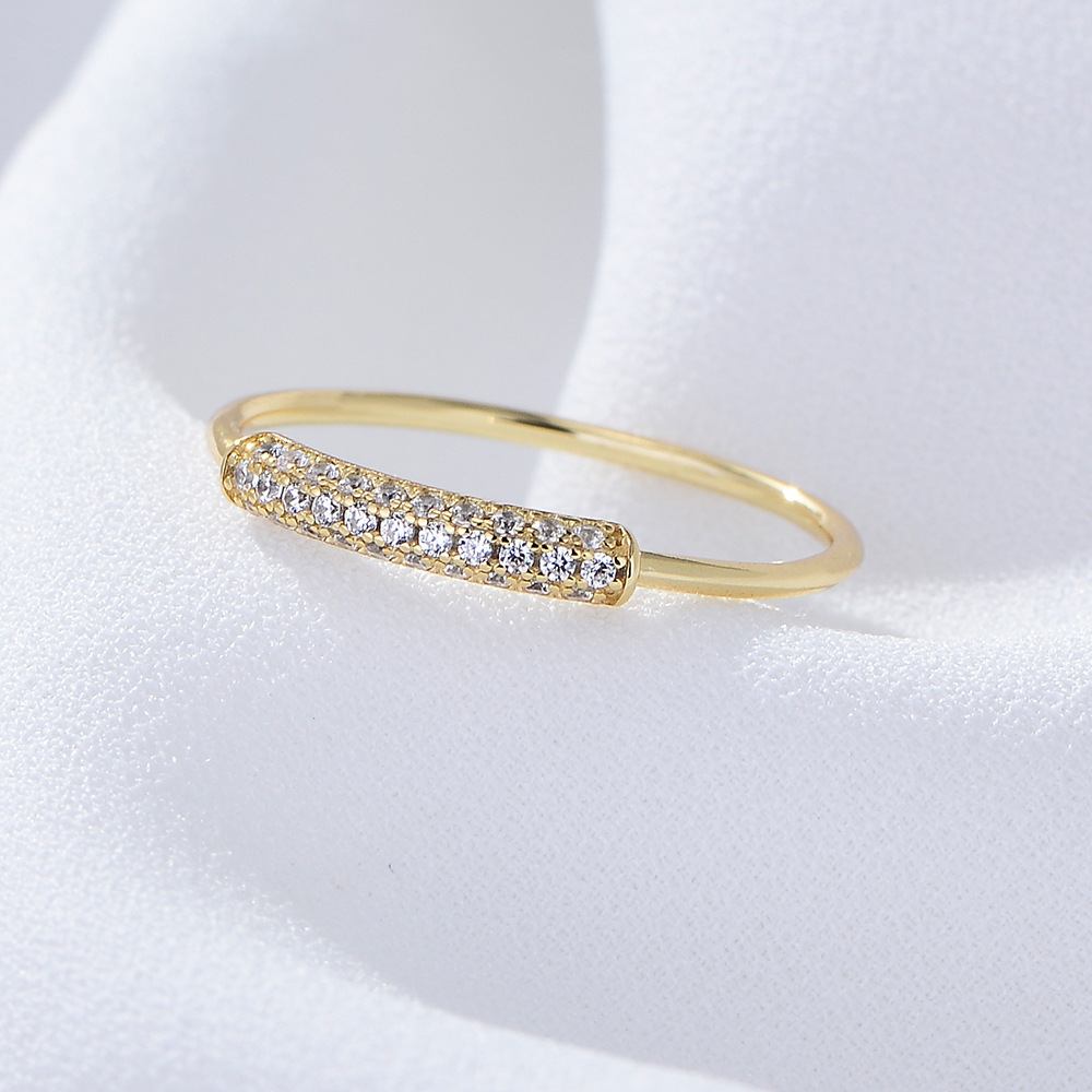 Korean style sterling silver micro-set zircon ring for women, simple, fashionable, versatile, index finger ring, pinky ring, jewelry wholesale.