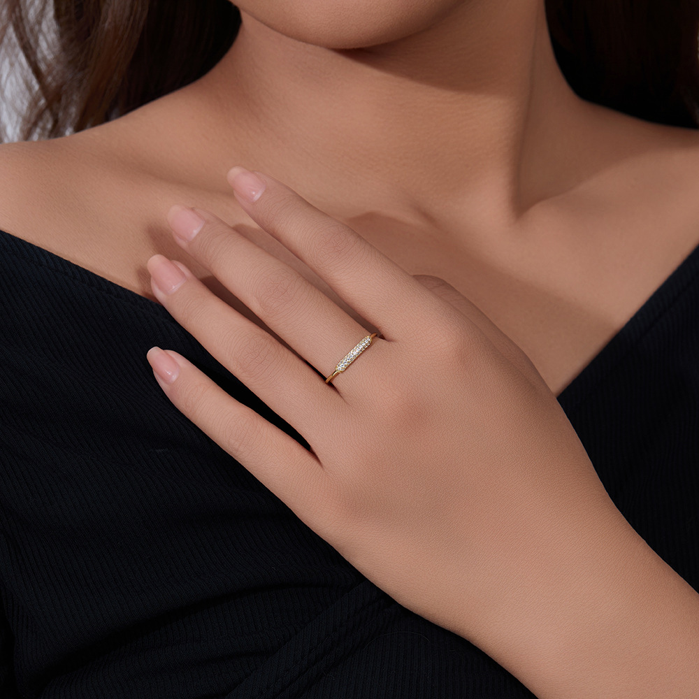 Korean style sterling silver micro-set zircon ring for women, simple, fashionable, versatile, index finger ring, pinky ring, jewelry wholesale.