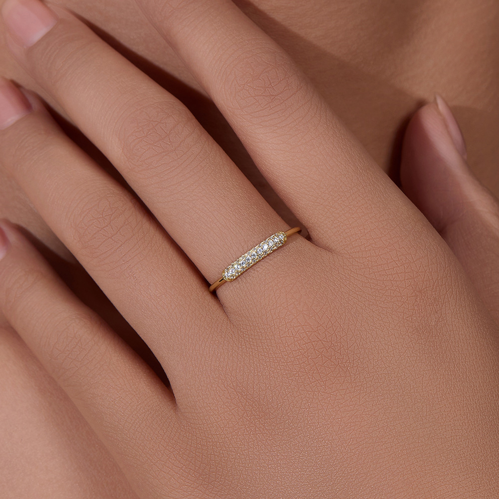 Korean style sterling silver micro-set zircon ring for women, simple, fashionable, versatile, index finger ring, pinky ring, jewelry wholesale.