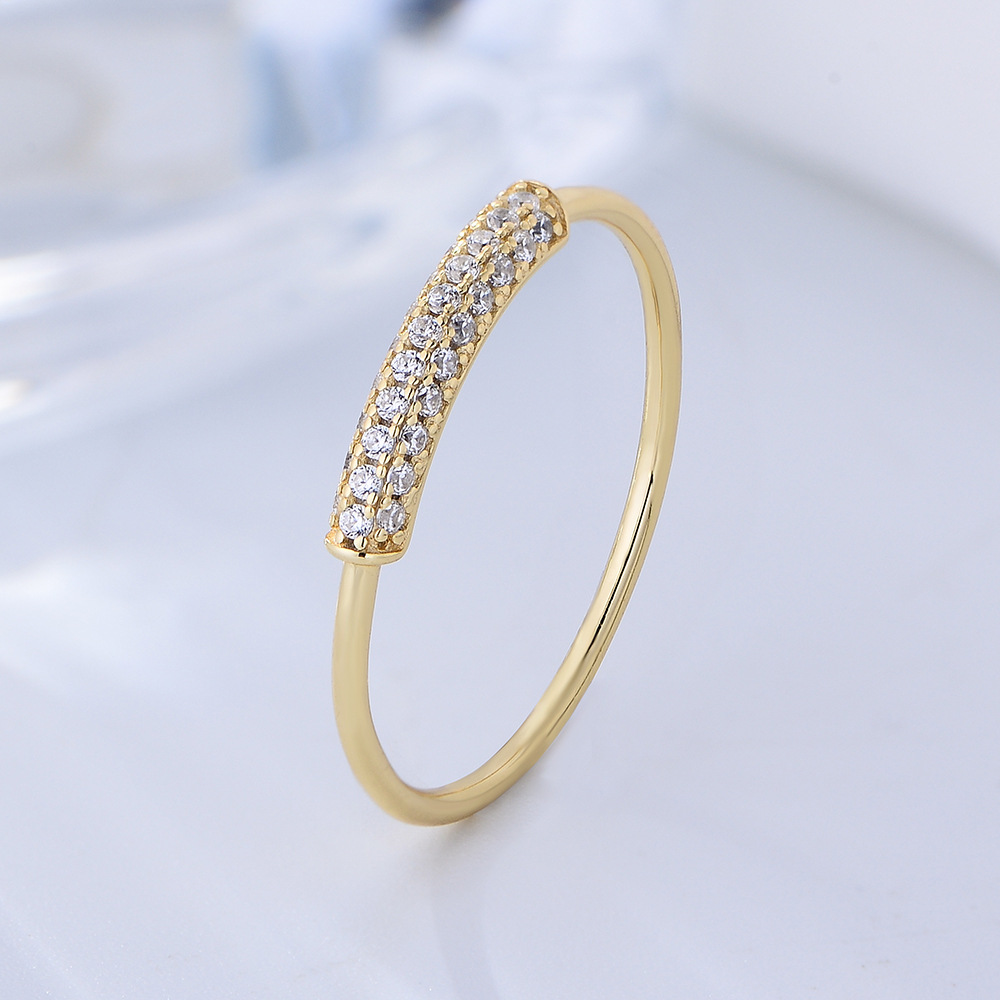 Korean style sterling silver micro-set zircon ring for women, simple, fashionable, versatile, index finger ring, pinky ring, jewelry wholesale.