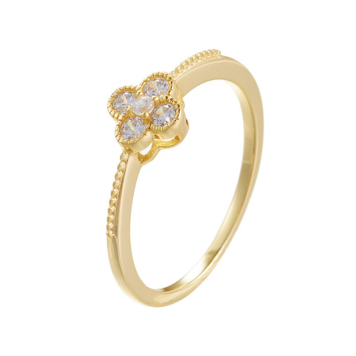 S925 sterling silver diamond-encrusted four-leaf clover ring for women, featuring a sophisticated and elegant design, classic and versatile, with a fresh and delicate feel.