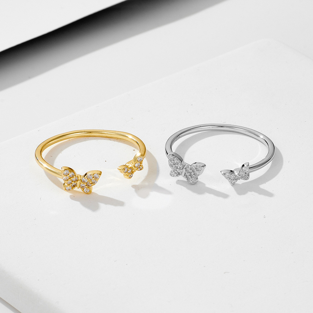 A sophisticated and stylish niche design, this sterling silver butterfly open ring is a popular Japanese and Korean style accessory.