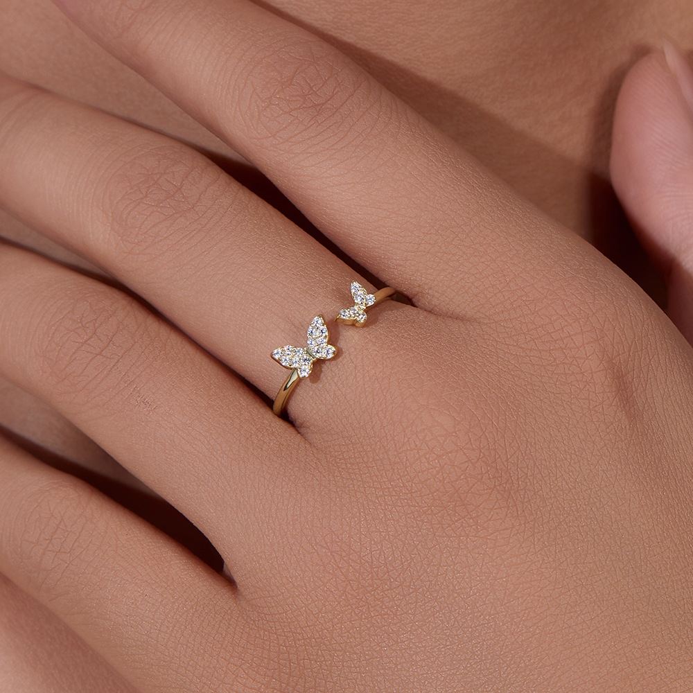 A sophisticated and stylish niche design, this sterling silver butterfly open ring is a popular Japanese and Korean style accessory.