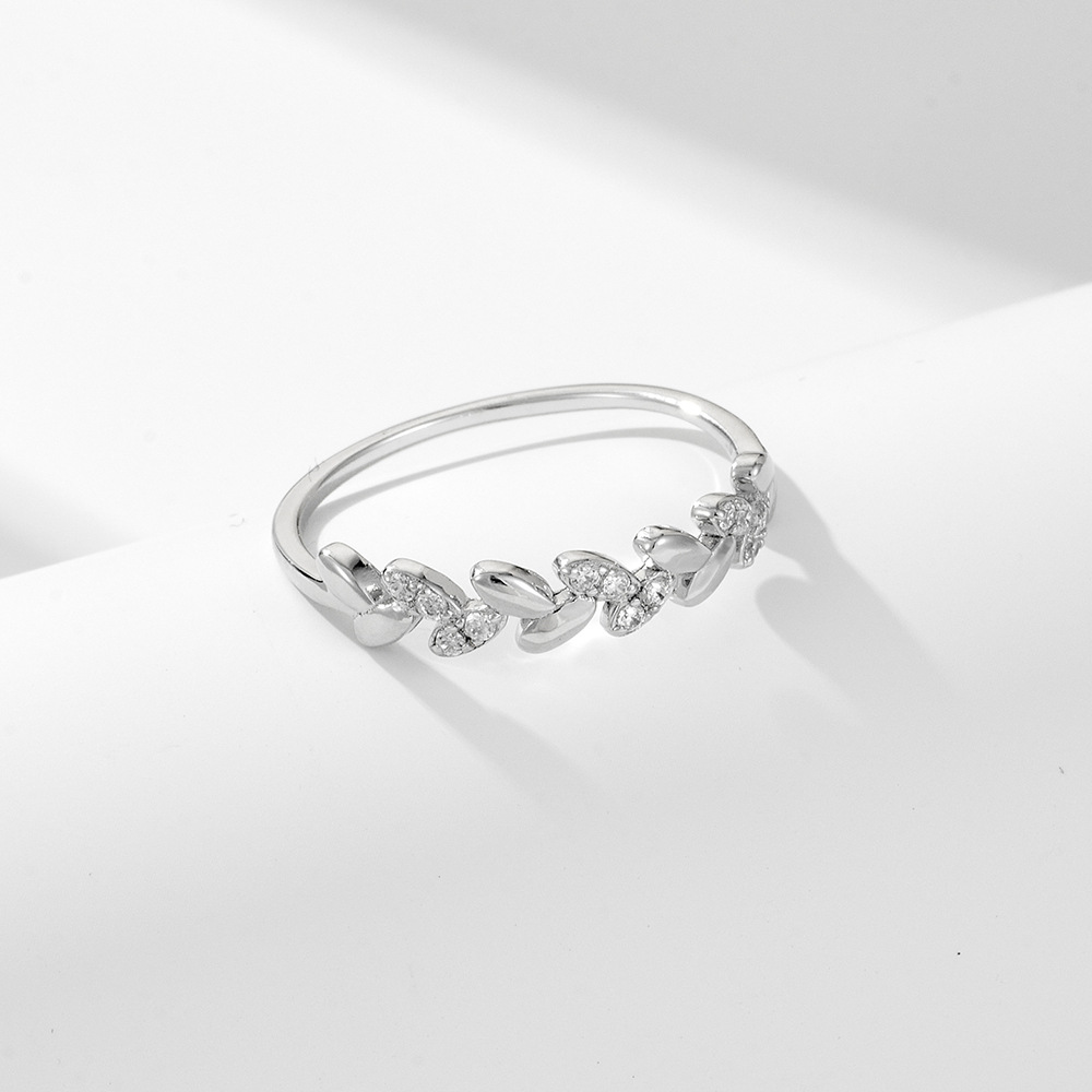 European and American style minimalist luxury niche design diamond-encrusted wheat ear sterling silver ring, cool style, high-end and versatile ring/bracelet.