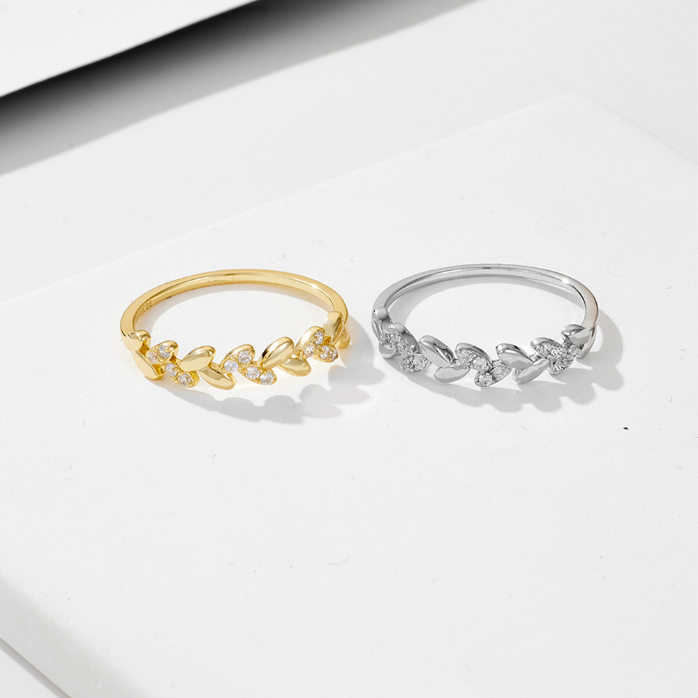 European and American style minimalist luxury niche design diamond-encrusted wheat ear sterling silver ring, cool style, high-end and versatile ring/bracelet.