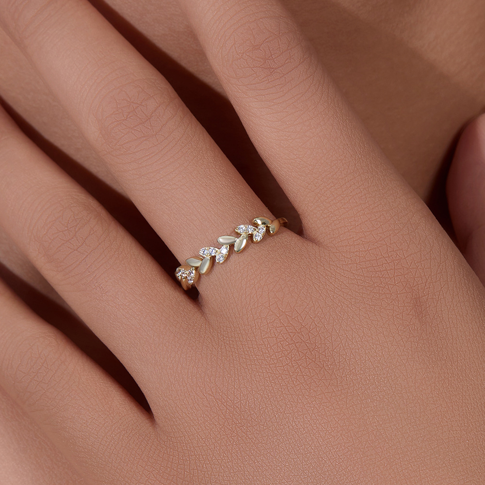 European and American style minimalist luxury niche design diamond-encrusted wheat ear sterling silver ring, cool style, high-end and versatile ring/bracelet.