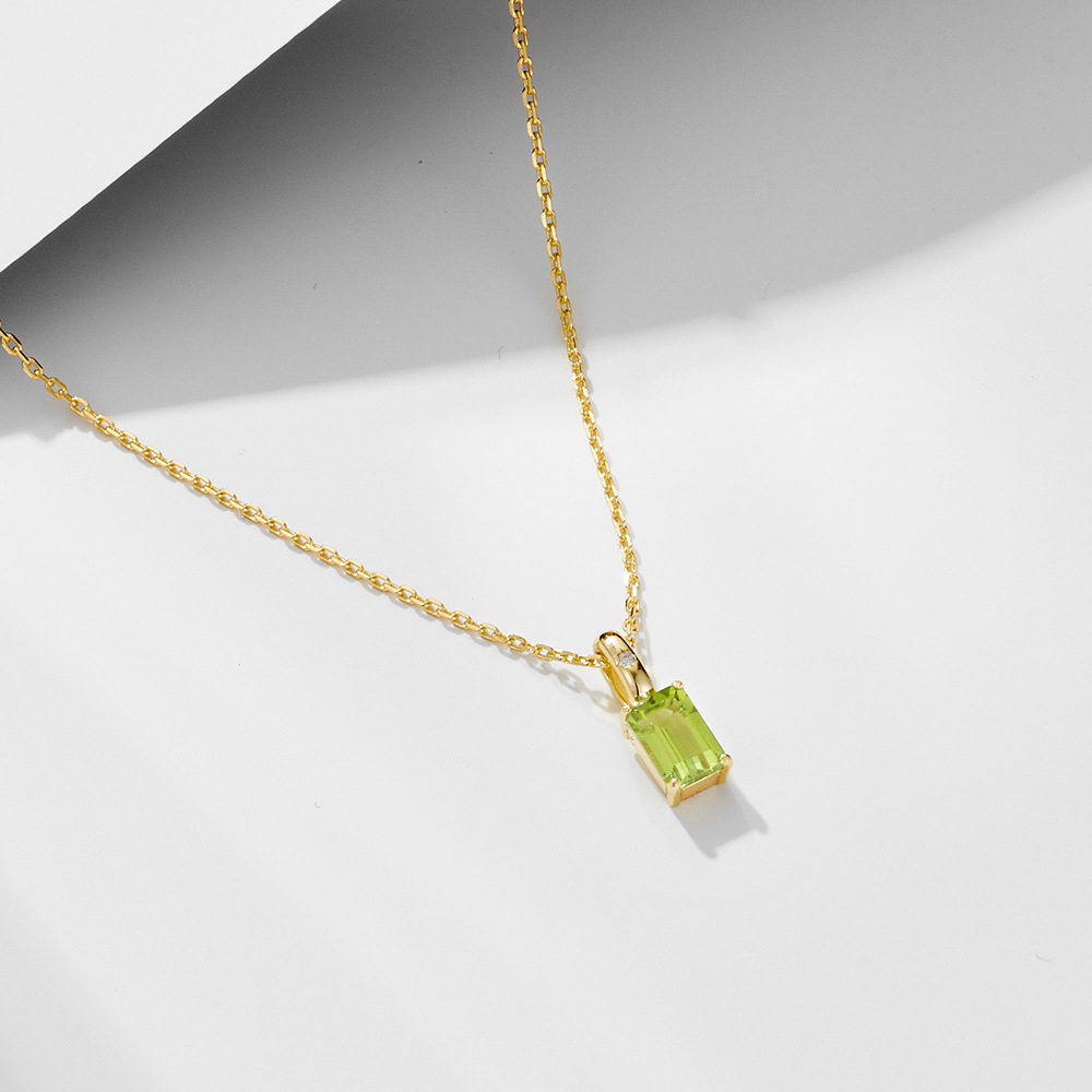 S925 Sterling Silver Natural Amethyst Peridot Pendant Necklace for Women, European and American Style, Niche Luxury Gemstone Clavicle Chain