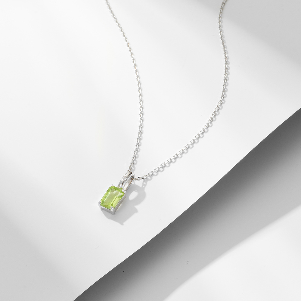 S925 Sterling Silver Natural Amethyst Peridot Pendant Necklace for Women, European and American Style, Niche Luxury Gemstone Clavicle Chain