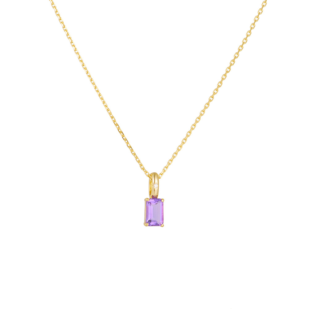 S925 Sterling Silver Natural Amethyst Peridot Pendant Necklace for Women, European and American Style, Niche Luxury Gemstone Clavicle Chain
