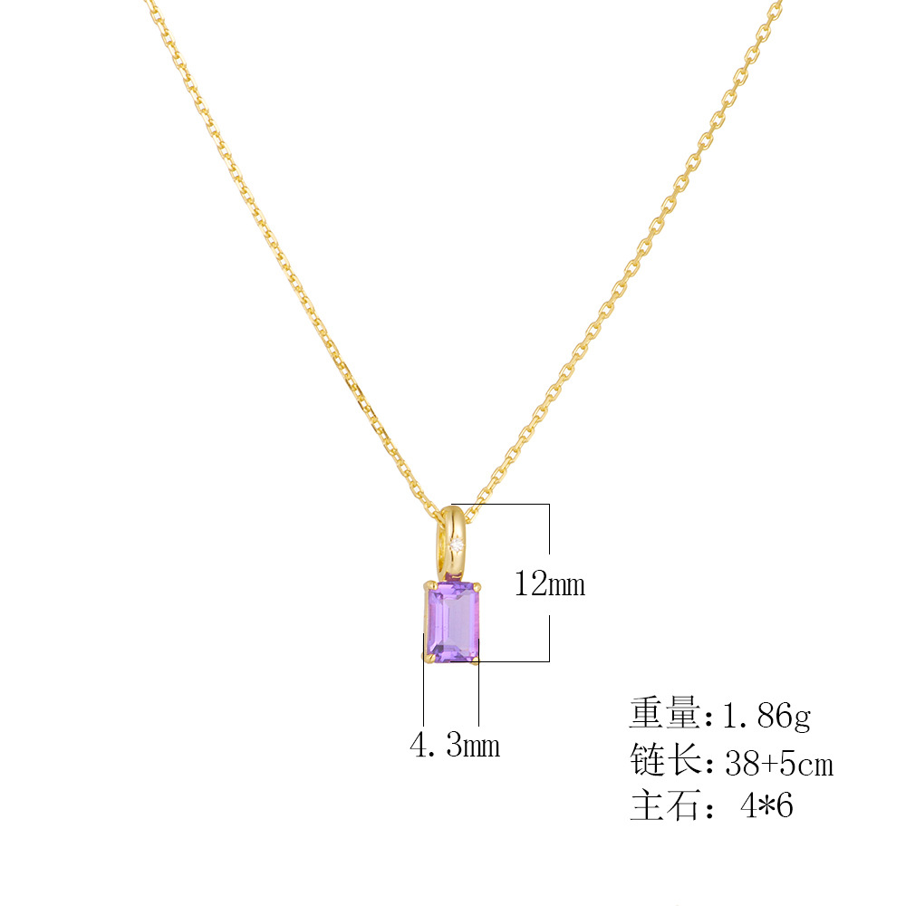 S925 Sterling Silver Natural Amethyst Peridot Pendant Necklace for Women, European and American Style, Niche Luxury Gemstone Clavicle Chain