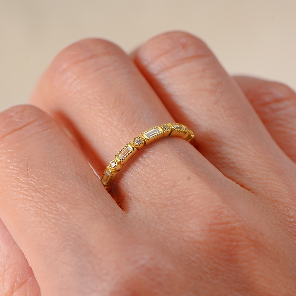 European and American minimalist new S925 sterling silver ring, ins geometric zircon trendy versatile ring for index finger, women's jewelry.
