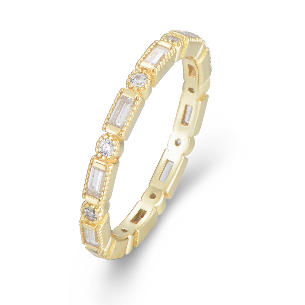 European and American minimalist new S925 sterling silver ring, ins geometric zircon trendy versatile ring for index finger, women's jewelry.