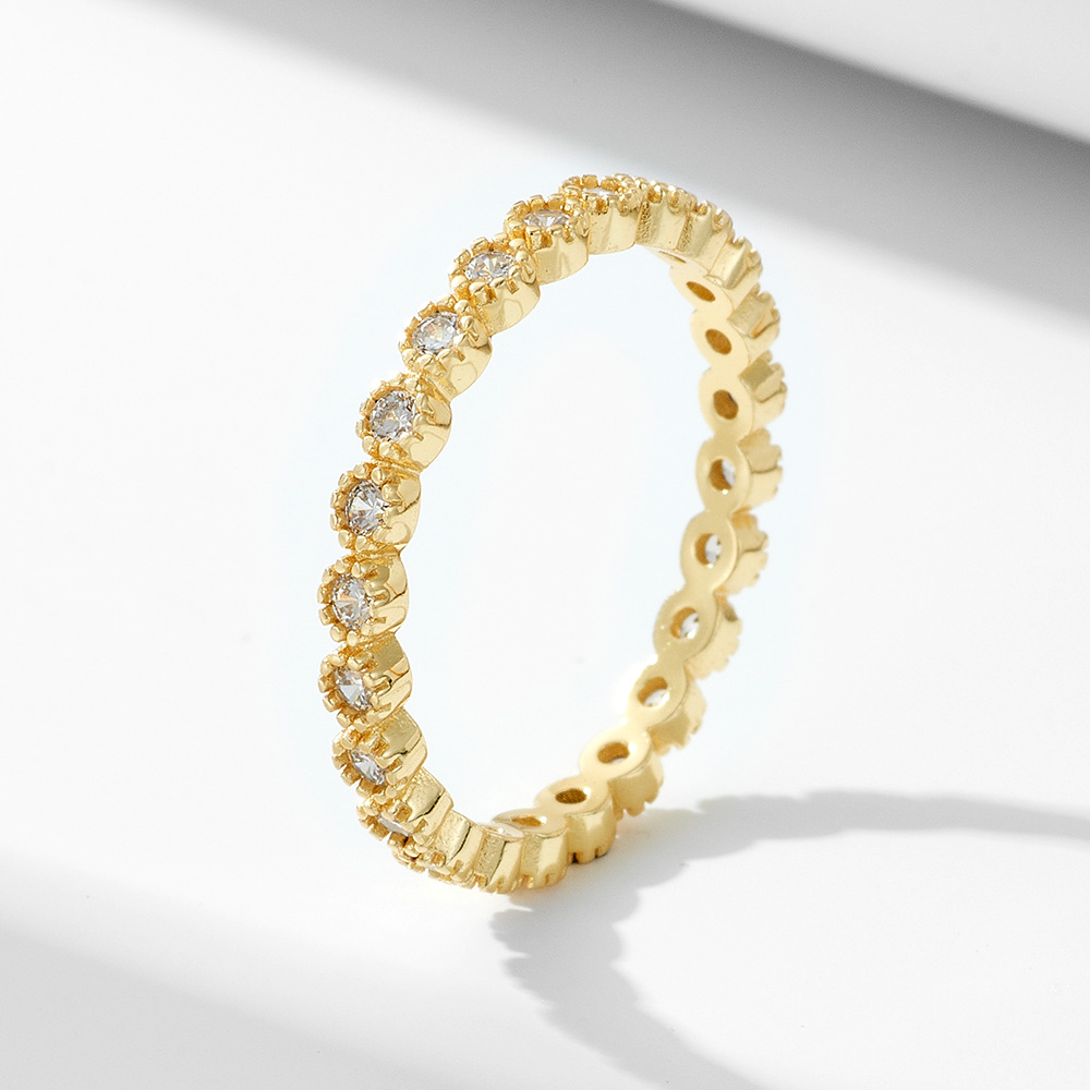 European and American style minimalist micro-painted zircon stackable versatile ring, S925 sterling silver geometric round full diamond ring/bracelet.
