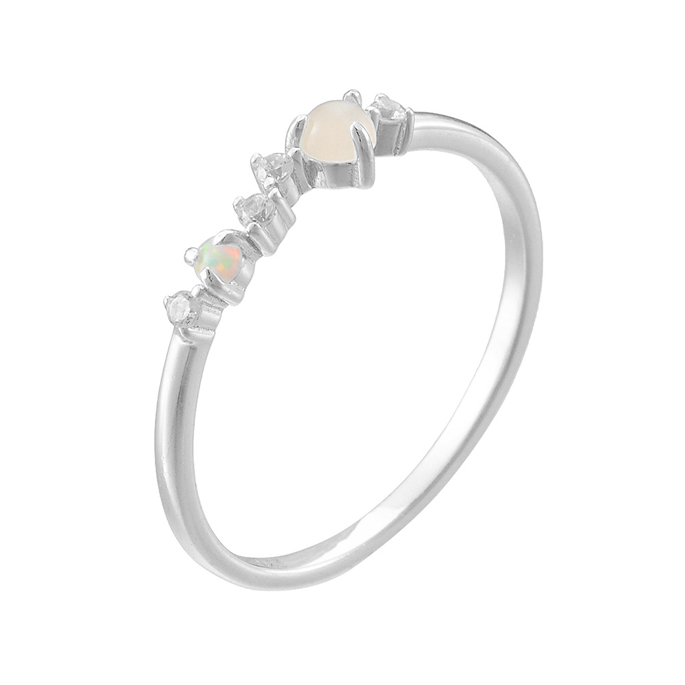S925 Sterling Silver Japanese Style Luxury Natural Moonstone Ring for Women, Niche Design, Inlaid with Opal, Exquisite Ring