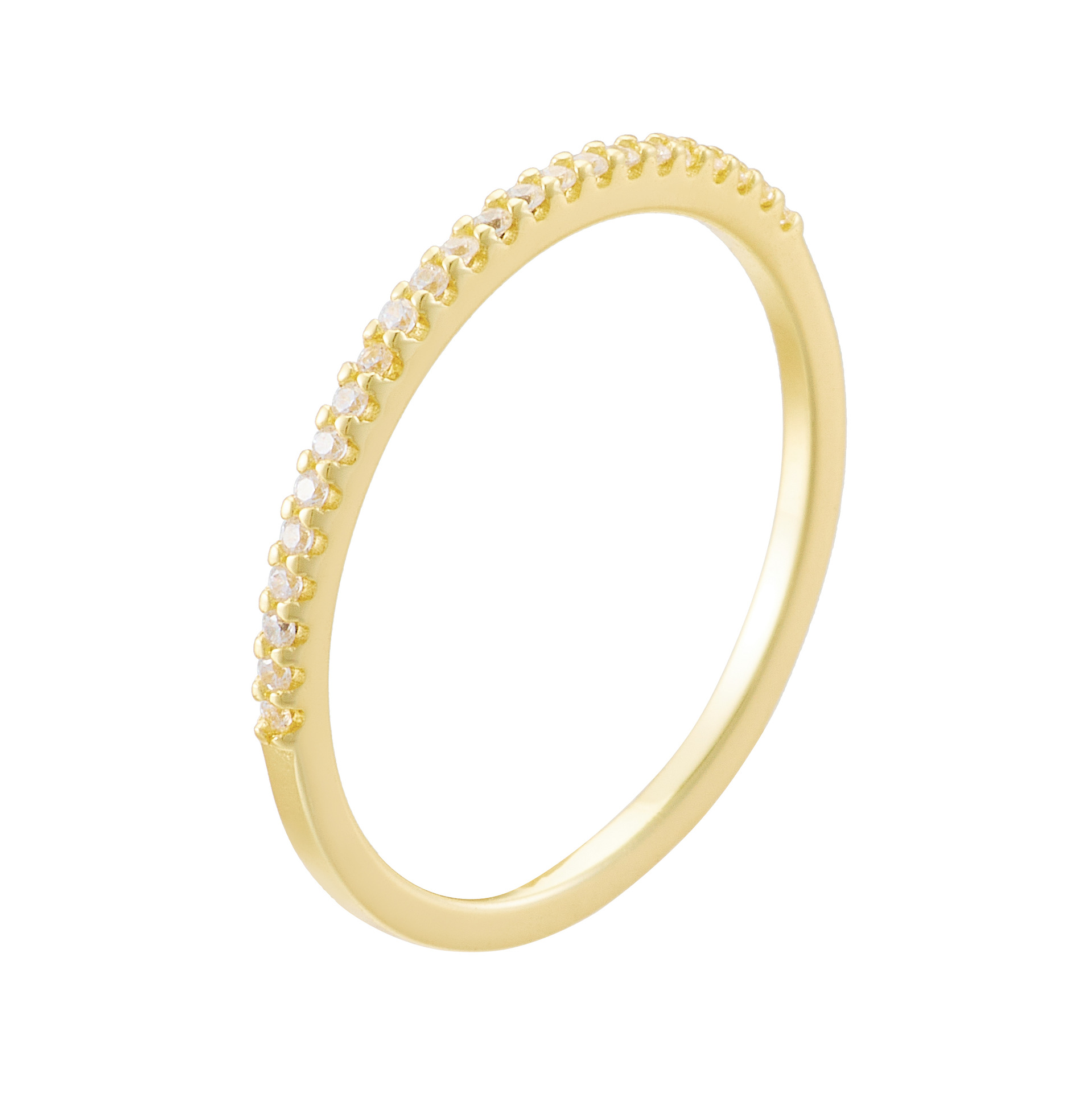 European and American style half-circle diamond single row ring, narrow version, sterling silver S925, stackable ring, simulated diamond ring.
