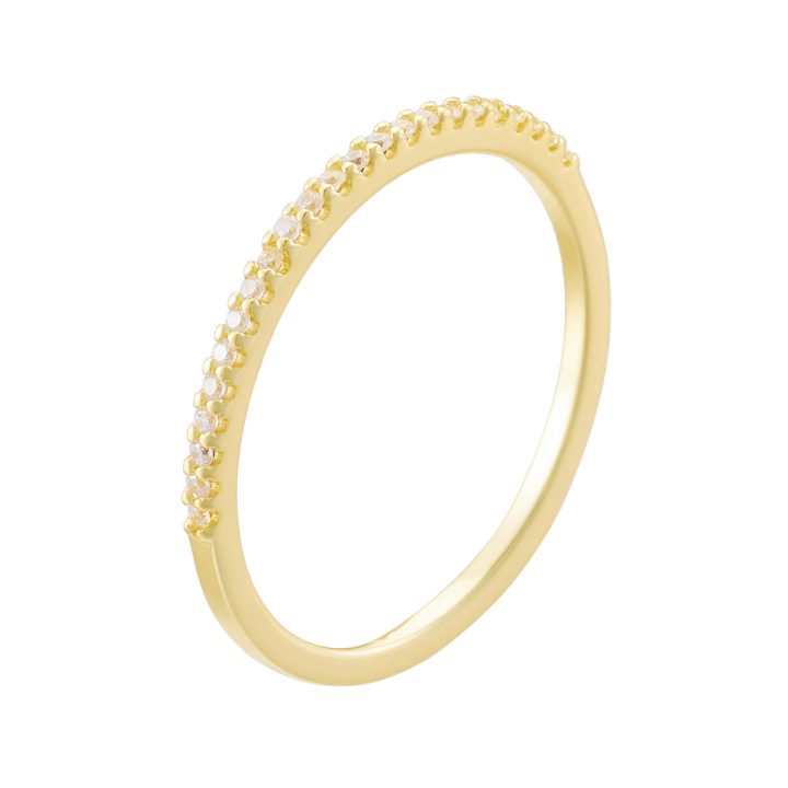 European and American style half-circle diamond single row ring, narrow version, sterling silver S925, stackable ring, simulated diamond ring.