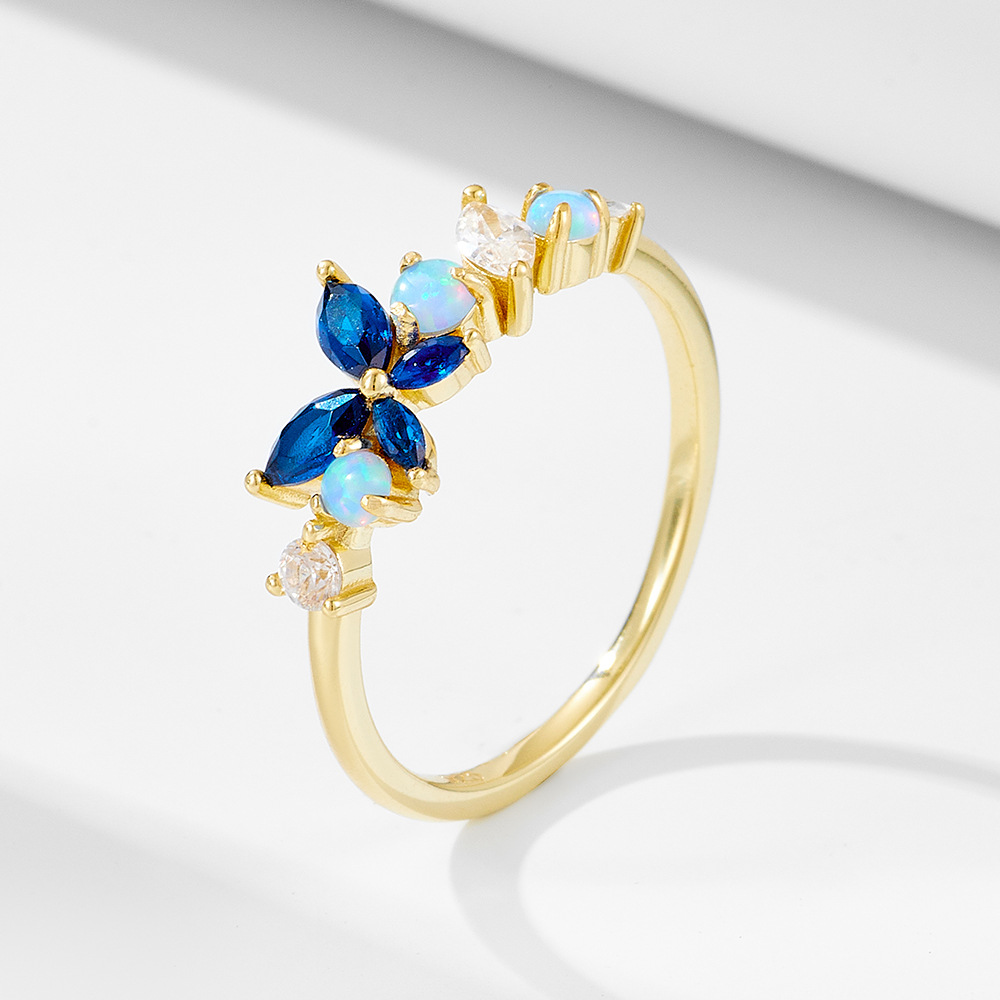 925 Sterling Silver Opal Butterfly Ring for Women, Elegant and Sophisticated Design, Niche European and American Style, Light Luxury, Instagram-worthy Ring