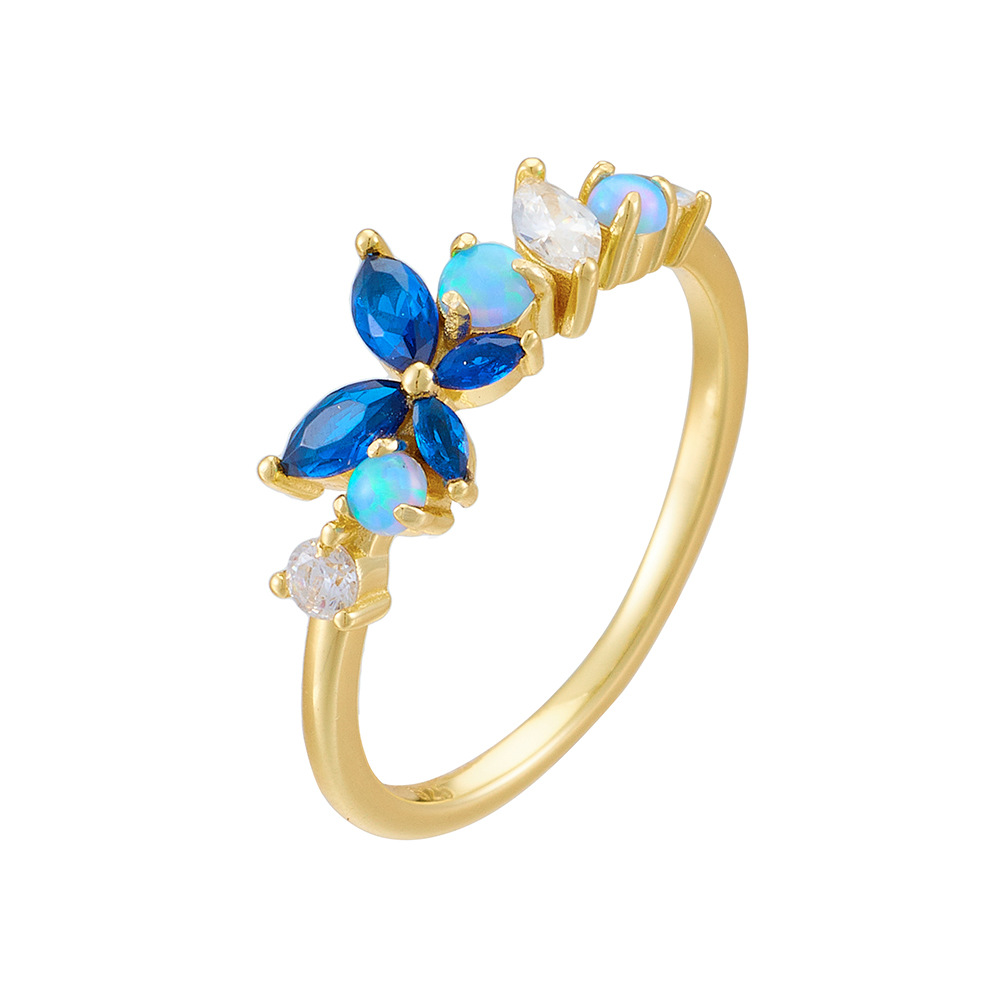 925 Sterling Silver Opal Butterfly Ring for Women, Elegant and Sophisticated Design, Niche European and American Style, Light Luxury, Instagram-worthy Ring