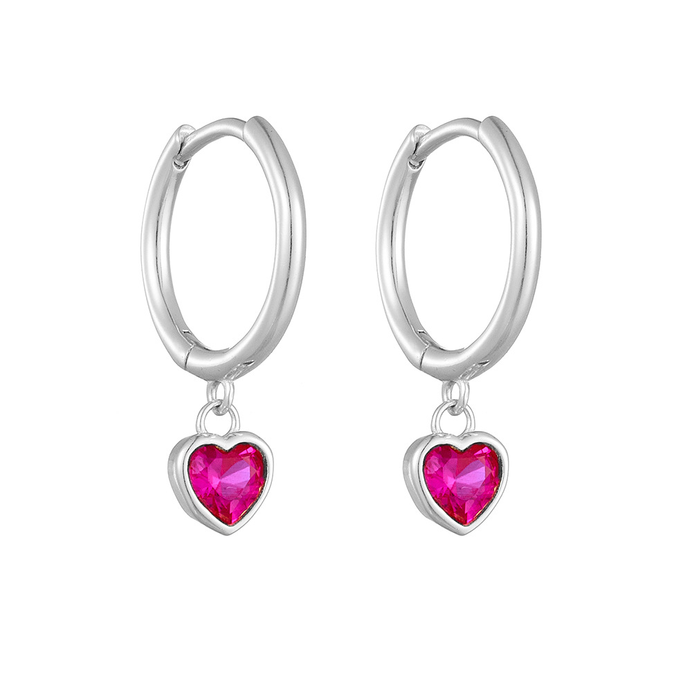 Popular European and American style S925 sterling silver heart-shaped zircon earrings for women, featuring a touch of luxury, individuality, fashion, and elegance.