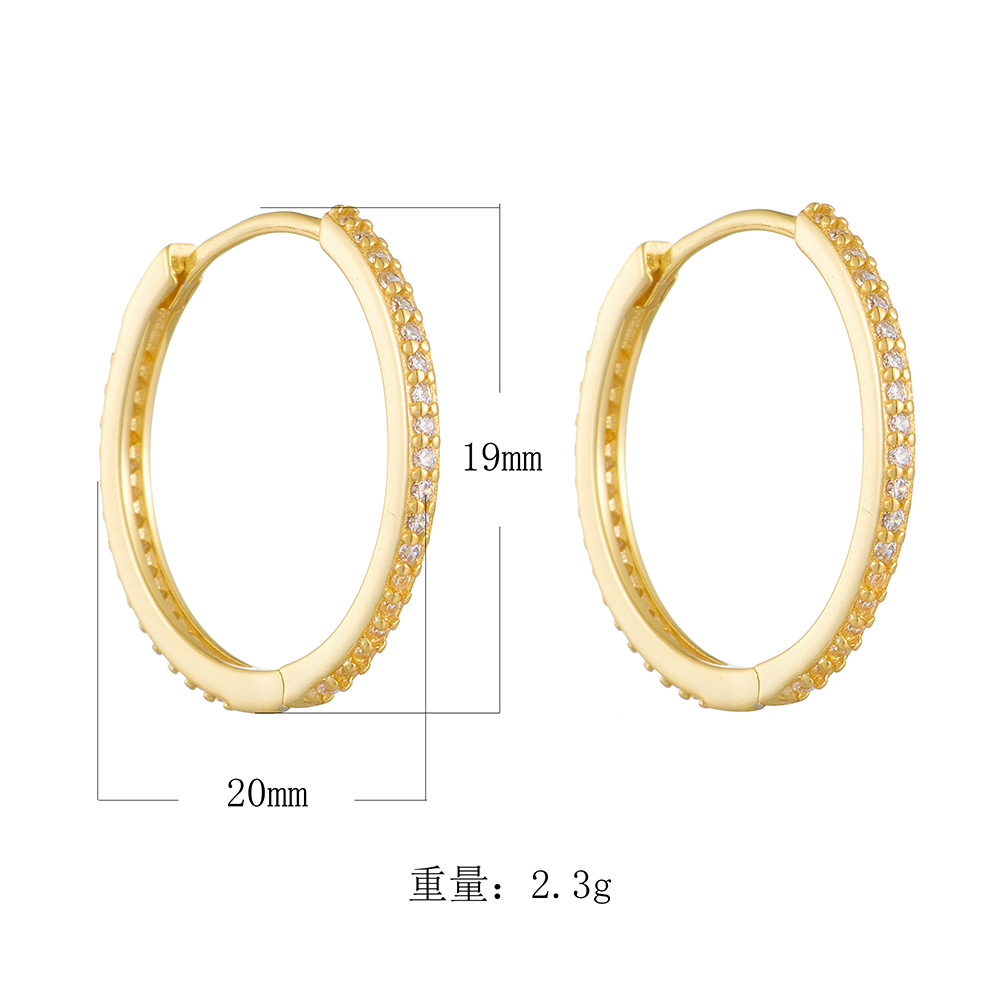 S925 Sterling Silver European and American Style Earrings, Large Circle with Micro-set Zircon, Elegant Earrings, Simple and Versatile, High-End Earrings