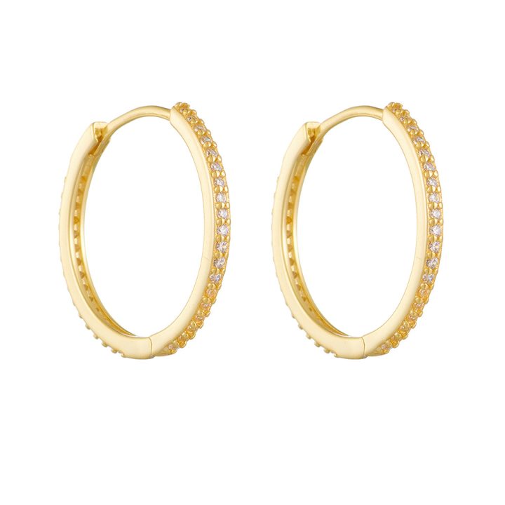 S925 Sterling Silver European and American Style Earrings, Large Circle with Micro-set Zircon, Elegant Earrings, Simple and Versatile, High-End Earrings