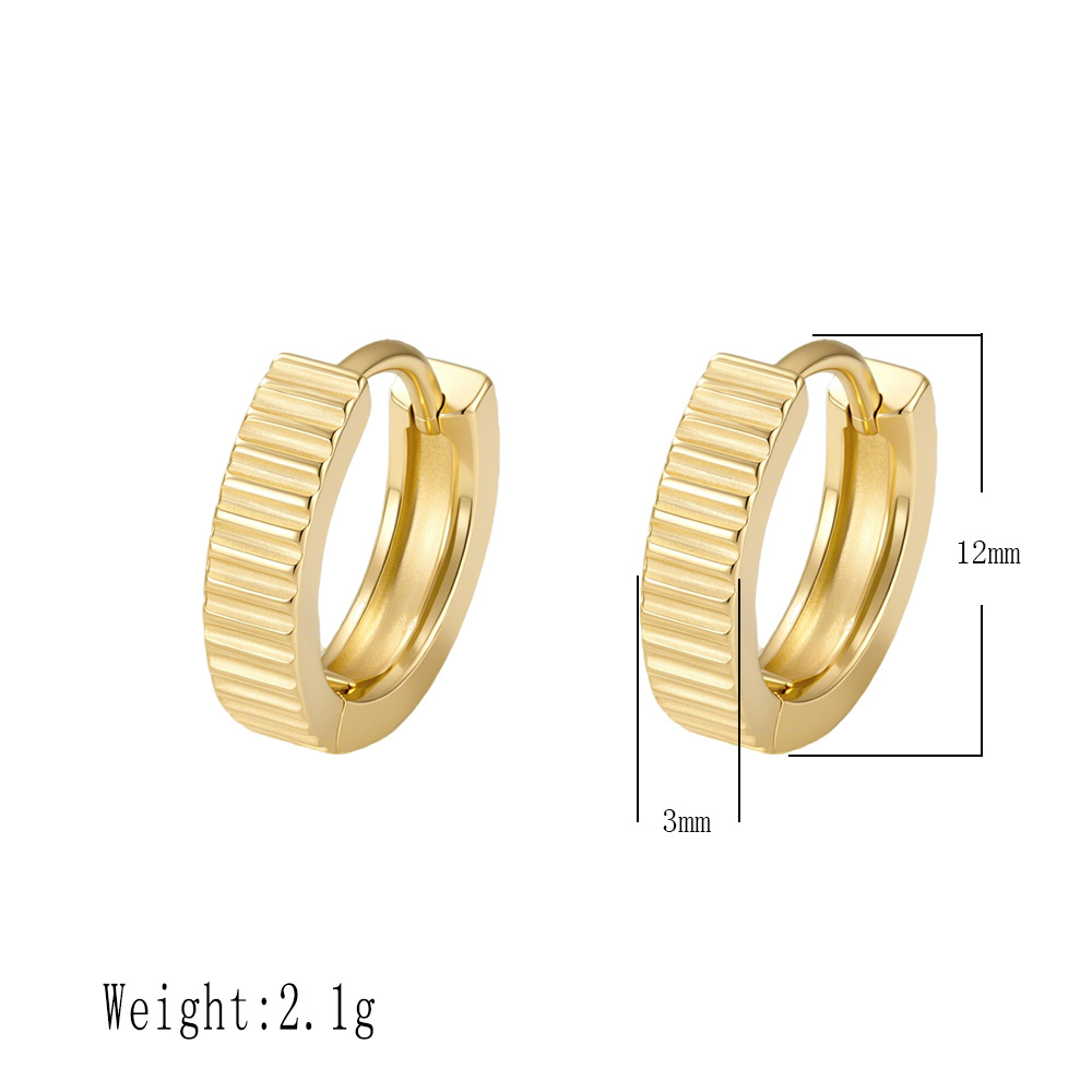 European and American style S925 sterling silver earrings, minimalist design, smooth striped ear cuffs, versatile and luxurious silver earrings for women.