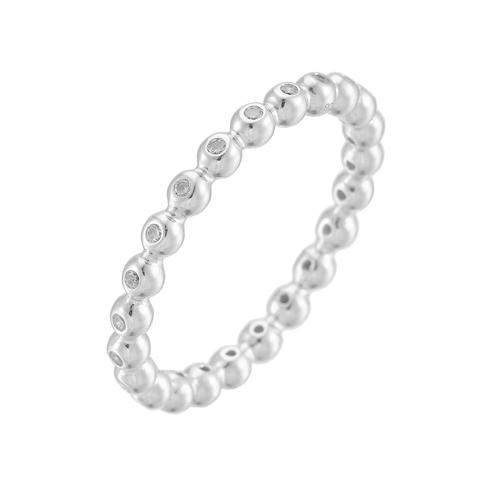 Minimalist, niche, light luxury, high-end small round bead diamond-encrusted sterling silver ring for women, European and American style, minimalist and cool aesthetic.