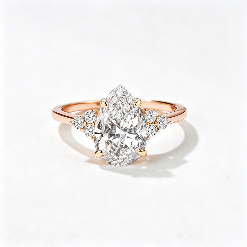 S925 Sterling Silver Pear-Shaped 5A Zircon Ring, European and American Style, High-Quality Women's Ring Jewelry