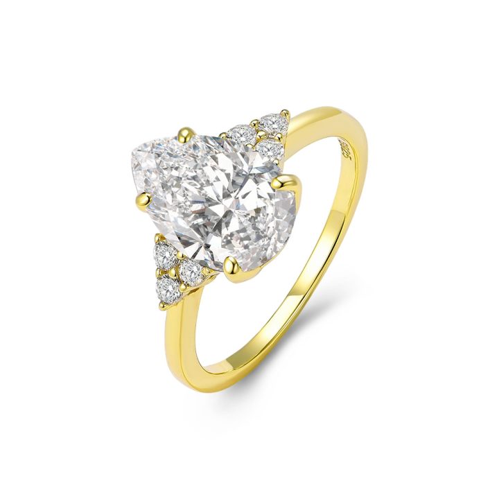 S925 Sterling Silver Pear-Shaped 5A Zircon Ring, European and American Style, High-Quality Women's Ring Jewelry