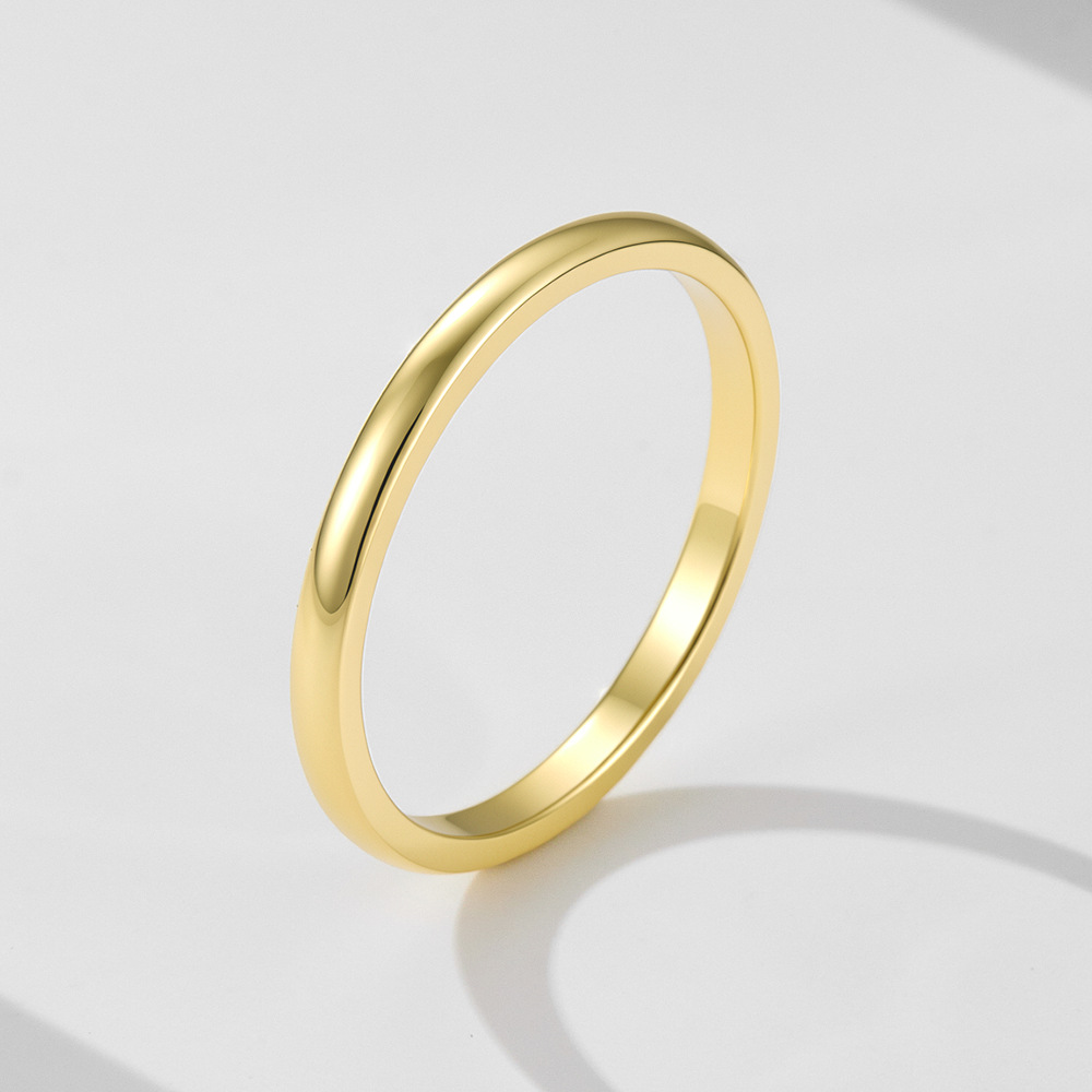 S925 Sterling Silver Plain Gold Plated Ring for Women, European and American Style, Simple, Classic, Versatile, High-Quality Wholesale