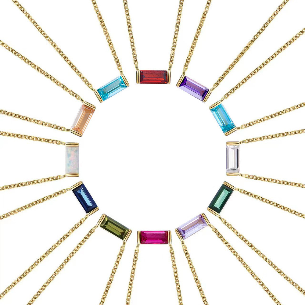 Popular European and American style twelve birthstone pendant clavicle chain for women, 925 sterling silver, simple and stylish lucky stone necklace