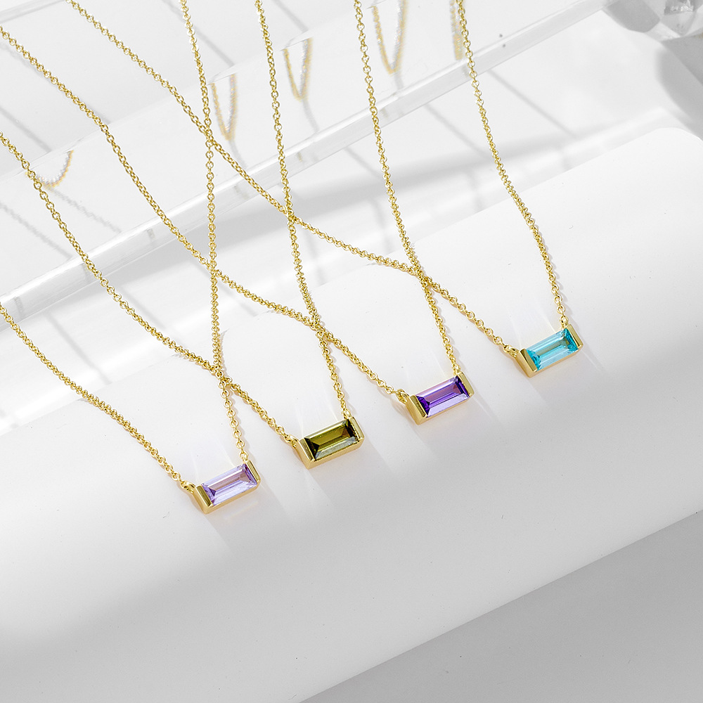 Popular European and American style twelve birthstone pendant clavicle chain for women, 925 sterling silver, simple and stylish lucky stone necklace