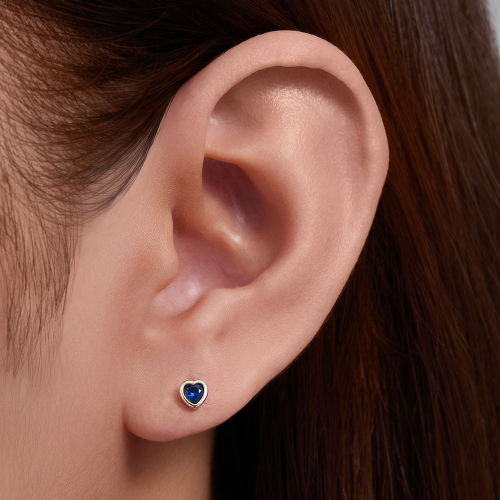 925 Sterling Silver Geometric Diamond-Studded Opal Flathead Ribbed Human Body Piercing Earrings, Trendy European and American Style Jewelry