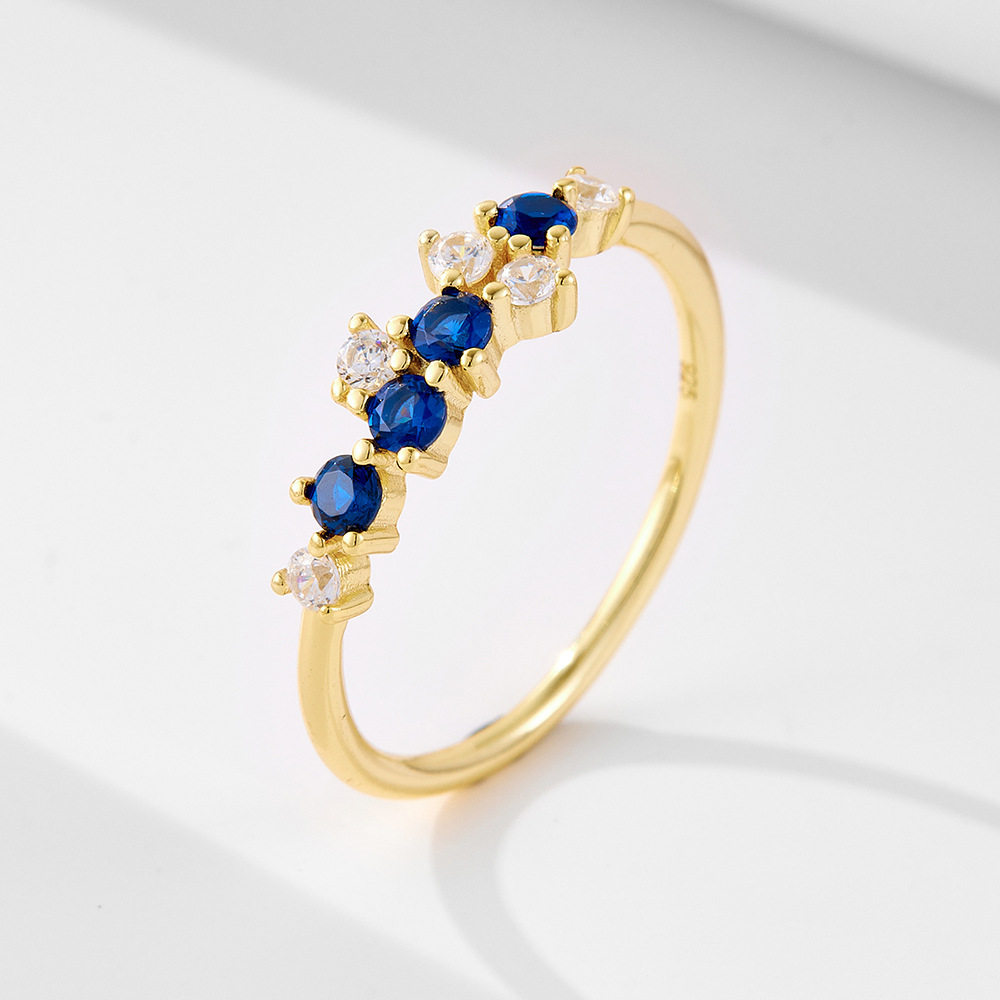 New minimalist Japanese-style light luxury ins multi-color diamond sterling silver ring for women, a hot-selling, fresh and versatile ring.