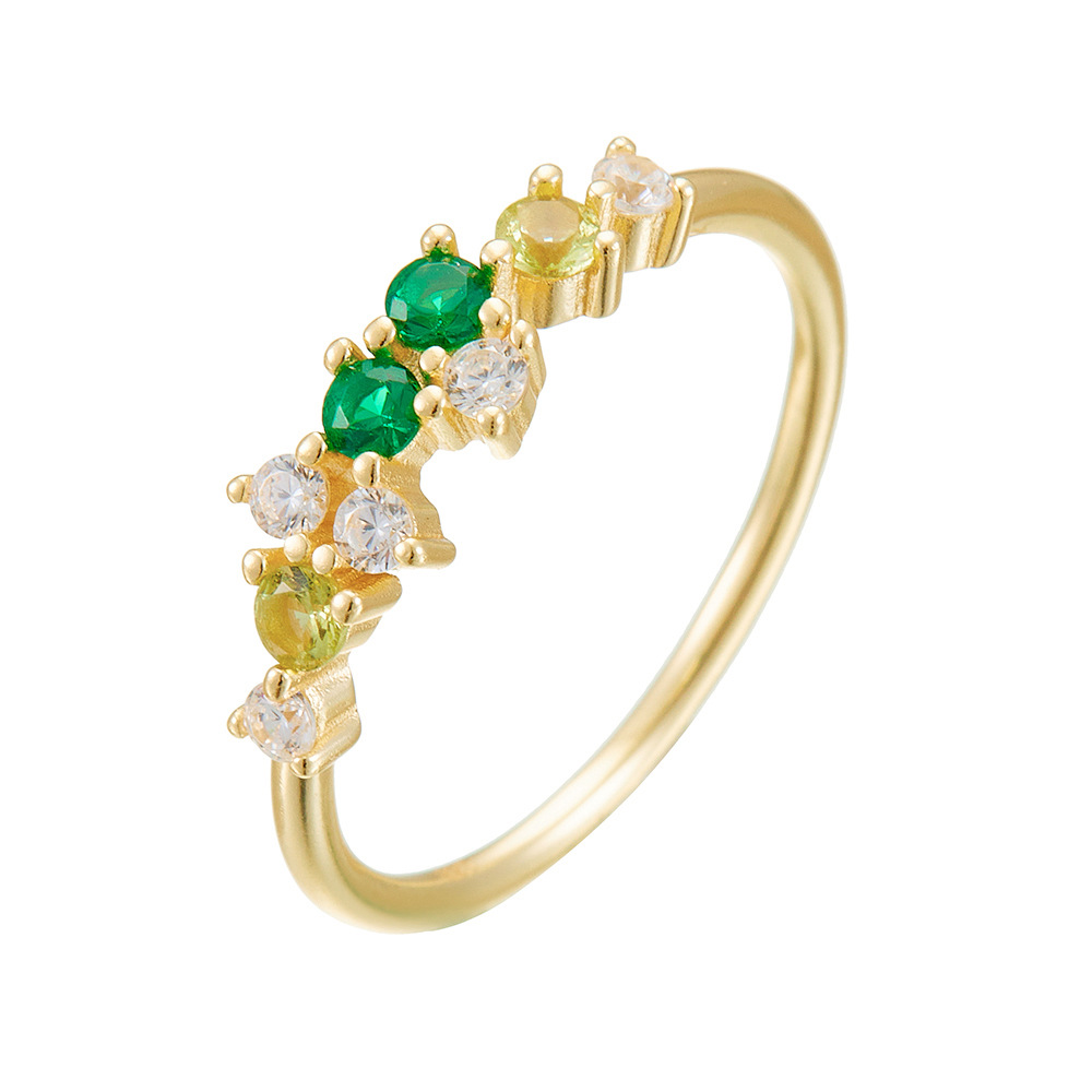 New minimalist Japanese-style light luxury ins multi-color diamond sterling silver ring for women, a hot-selling, fresh and versatile ring.