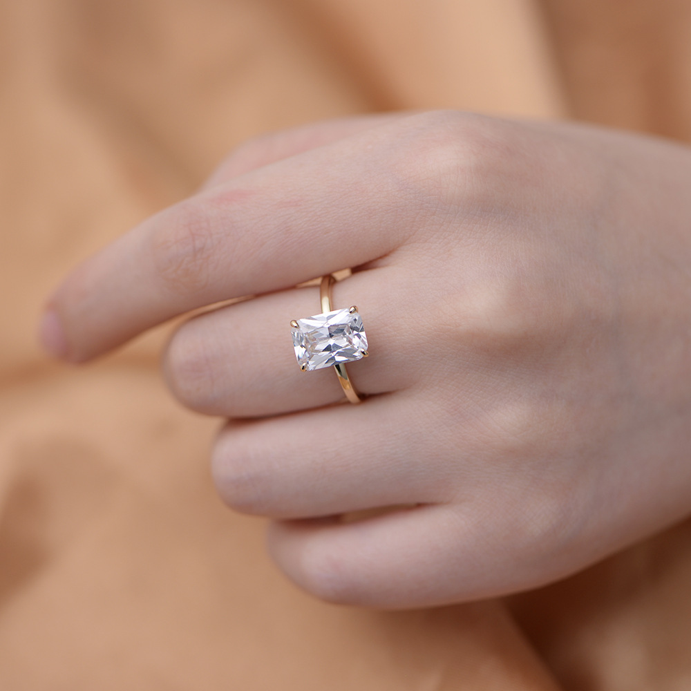 European and American style S925 sterling silver zircon ring, single row full diamond ring, plain band ring, women's fashion wedding ring jewelry.