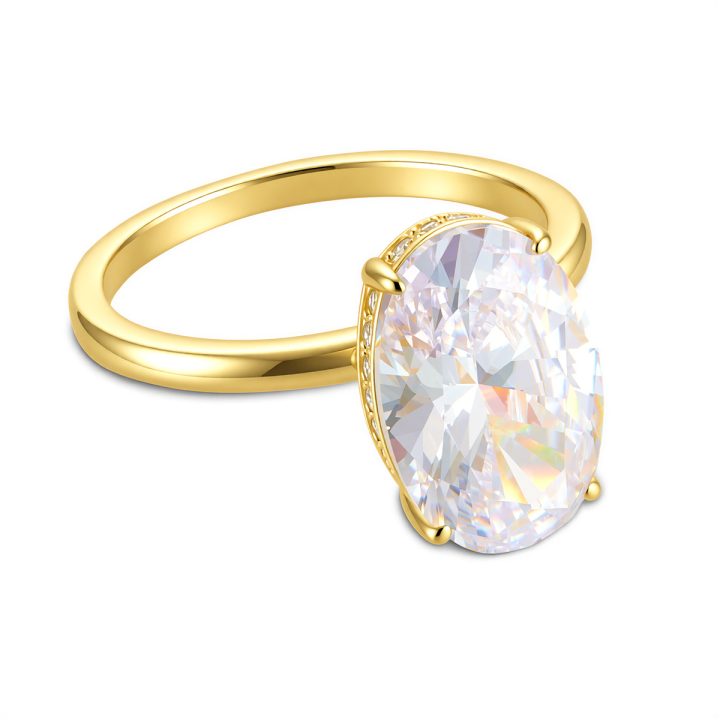 S925 sterling silver 8*12 oval 5-carat zircon ring set, fashionable and simple European and American style, versatile for stacking.
