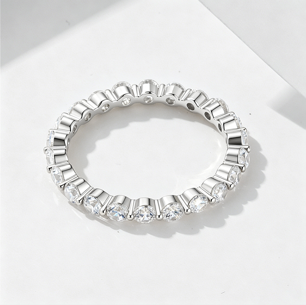 925 Sterling Silver Micro-pave Zircon Diamond Set Rings: Stylish, Simple, European & American Style, Versatile, Stackable Rings