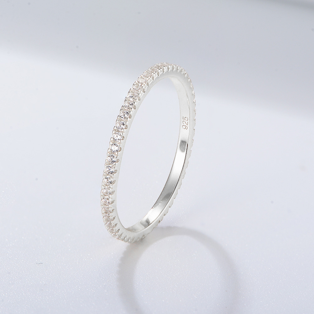 925 Sterling Silver Micro-pave Zircon Diamond Set Rings: Stylish, Simple, European & American Style, Versatile, Stackable Rings