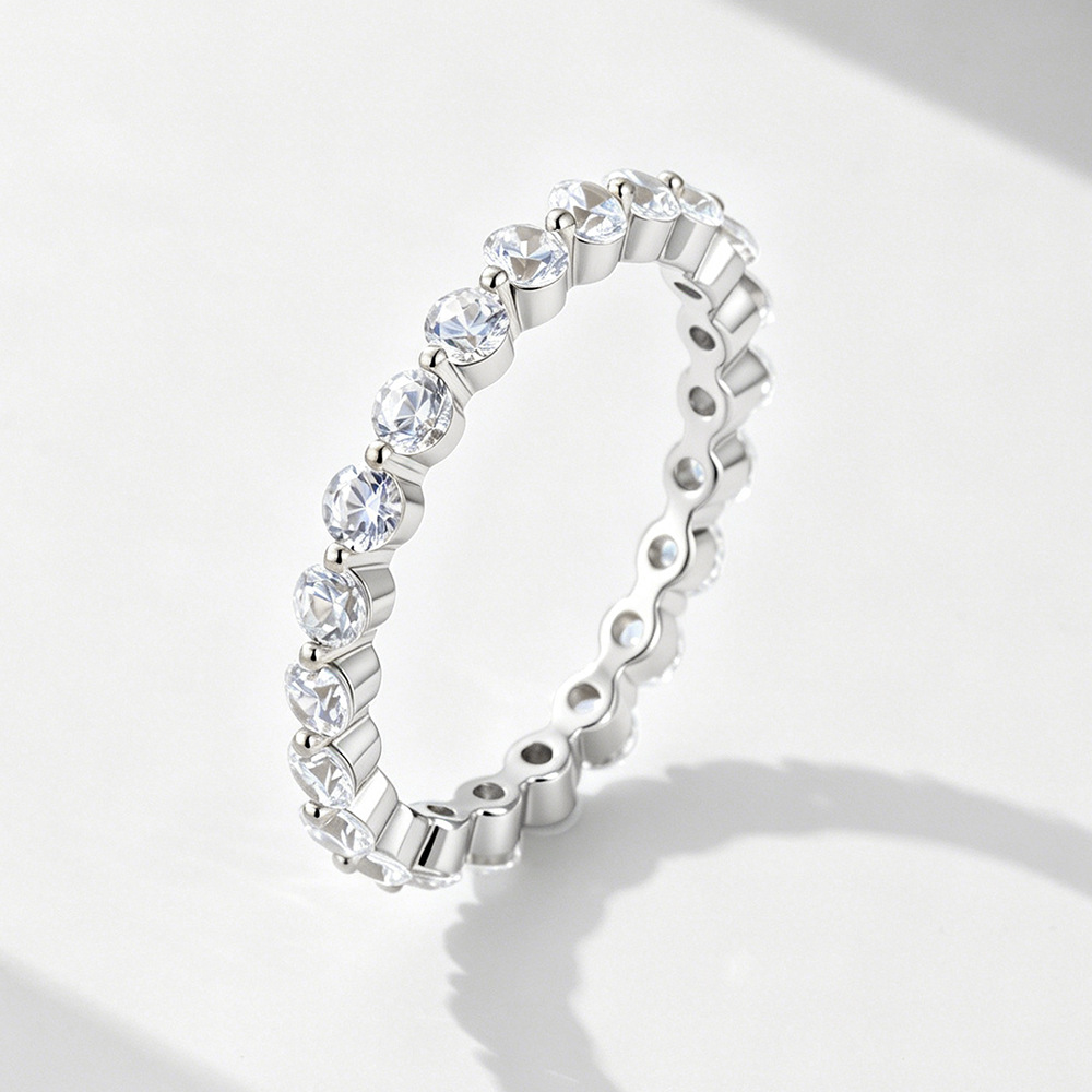 925 Sterling Silver Micro-pave Zircon Diamond Set Rings: Stylish, Simple, European & American Style, Versatile, Stackable Rings