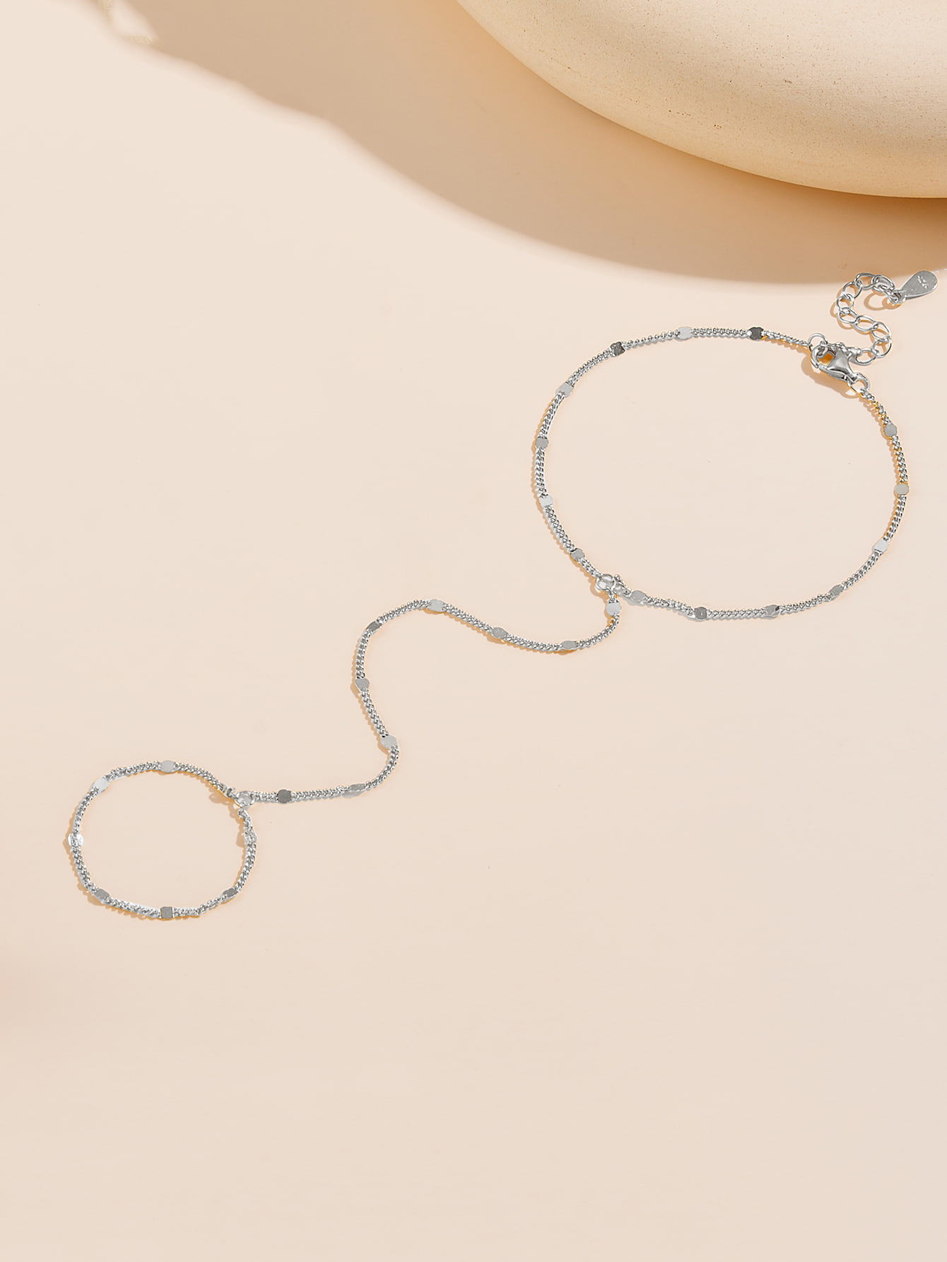 S925 Sterling Silver European and American Style Beach Chain Ring Bracelet Integrated Chain Personalized Simple Trendy Jewelry