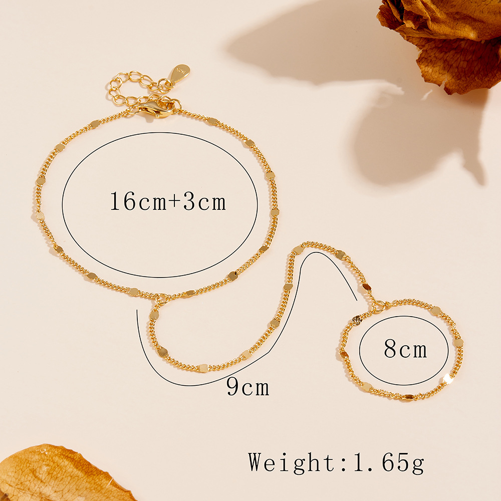 S925 Sterling Silver European and American Style Beach Chain Ring Bracelet Integrated Chain Personalized Simple Trendy Jewelry