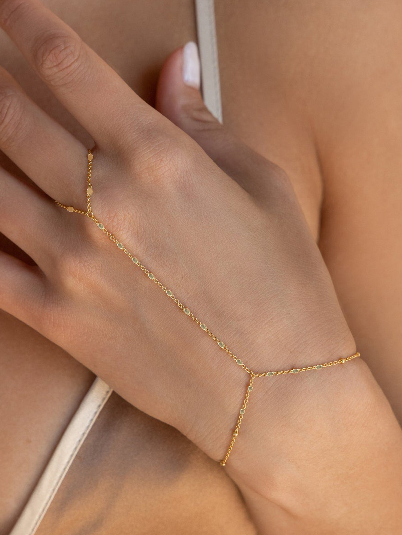 S925 Sterling Silver European and American Style Beach Chain Ring Bracelet Integrated Chain Personalized Simple Trendy Jewelry